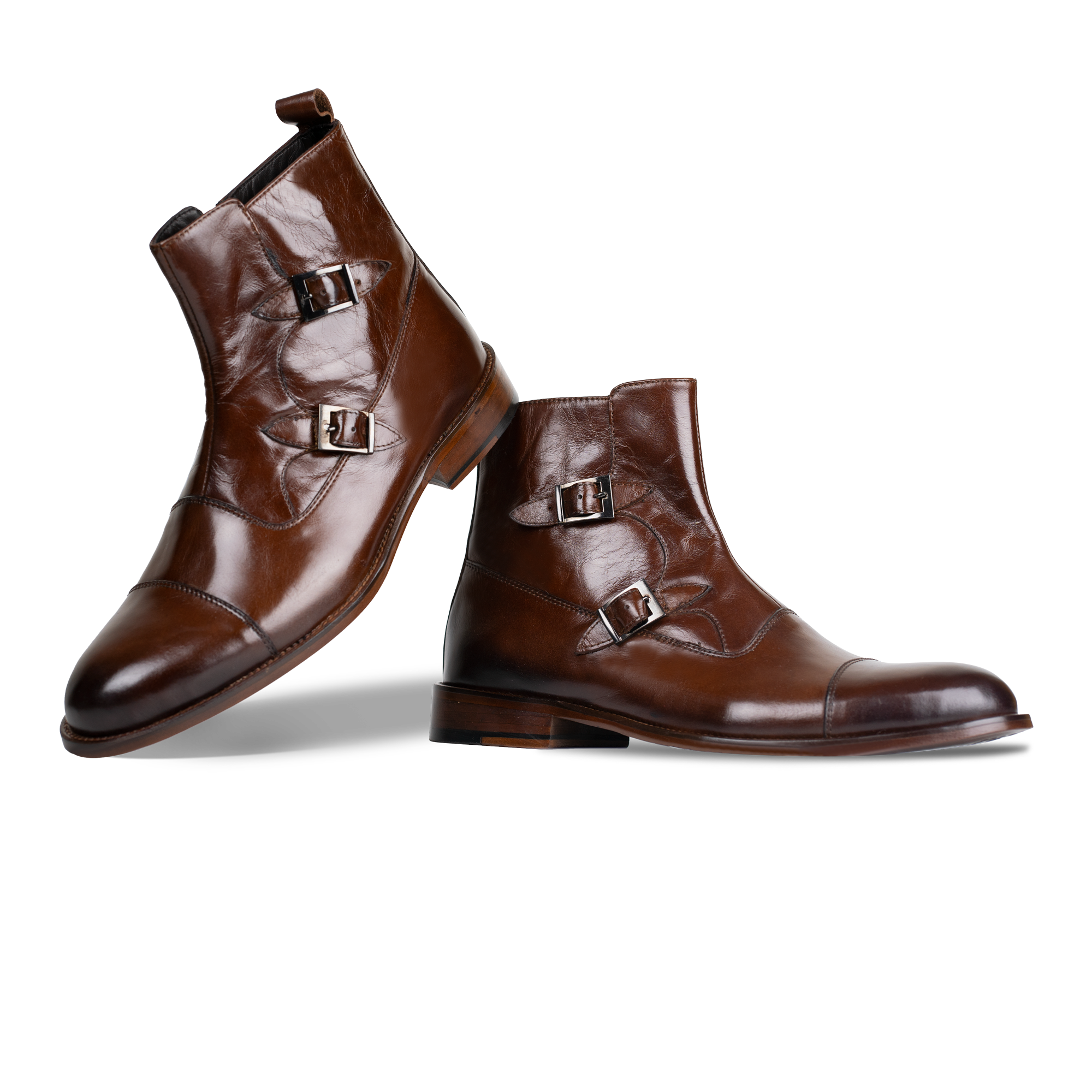 Arthur: Boots à boucles - Cuir Marron