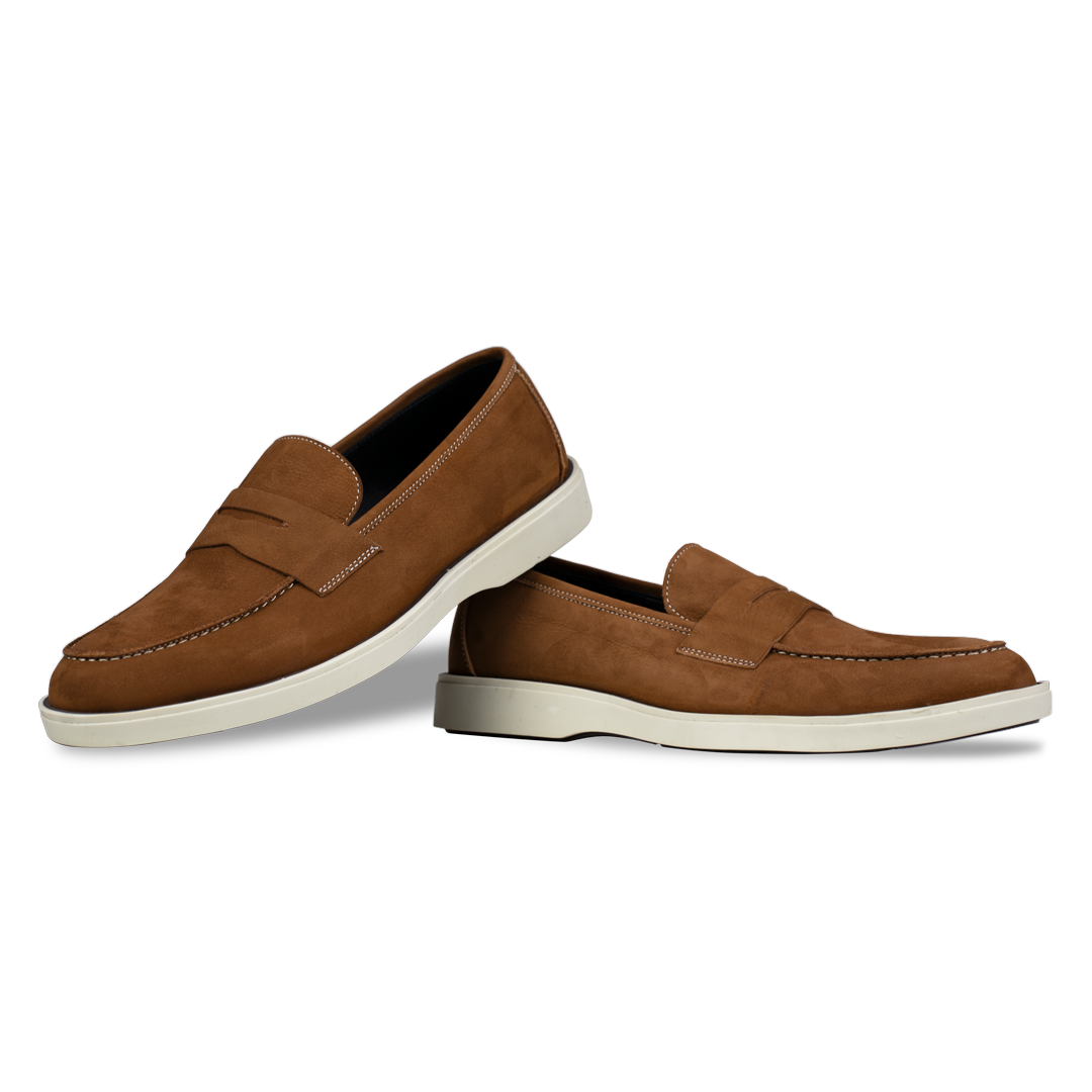 Alan: Mocassin Homme - Nubuck Marron