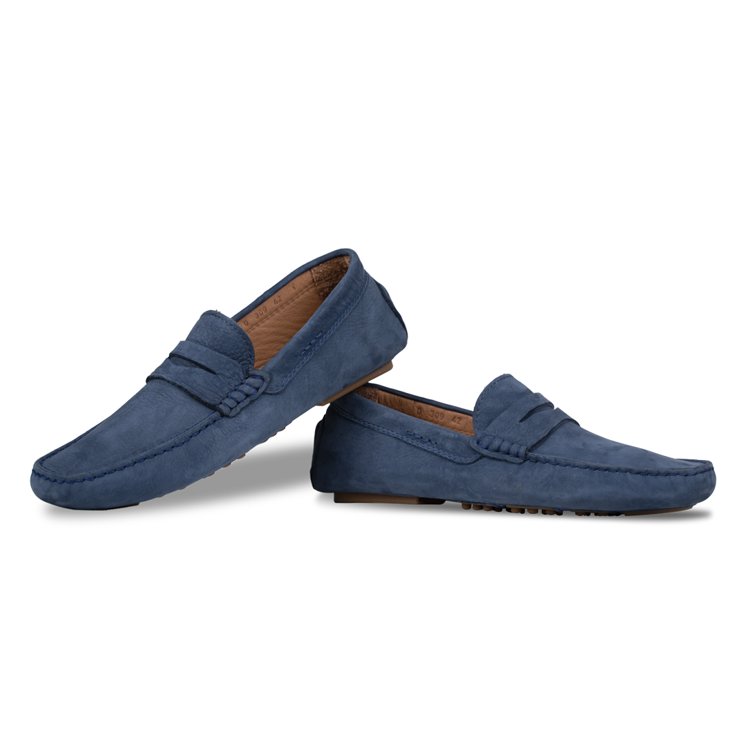 Gary: Mocassin Homme - Cuir Bleu Persan
