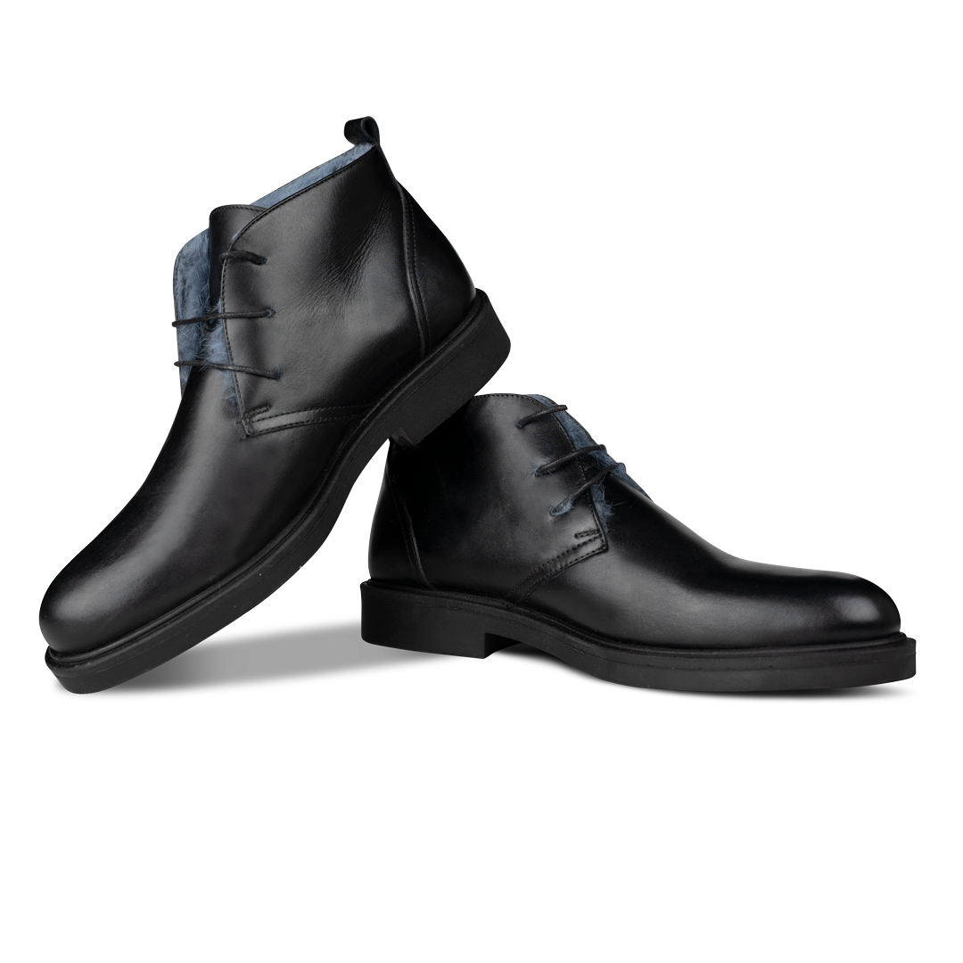 Dunber: Demi Bottes Homme - Cuir Noir