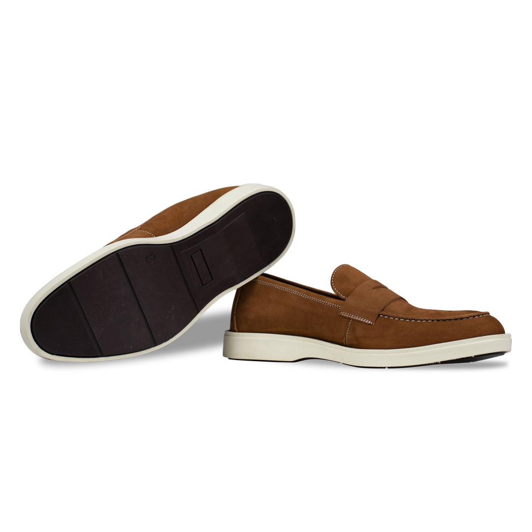 Alan: Mocassin Homme - Nubuck Marron