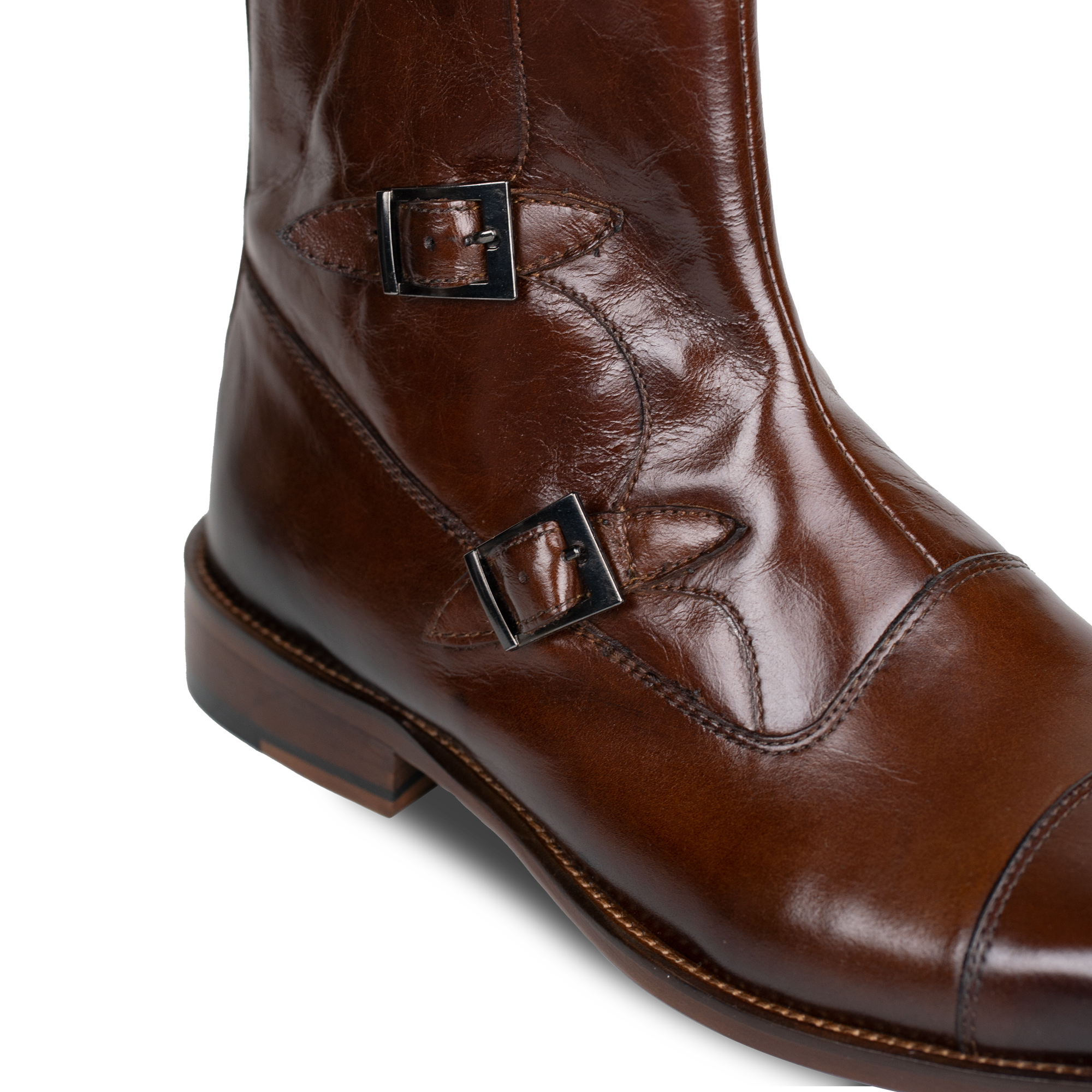 Arthur: Boots à boucles - Cuir Marron