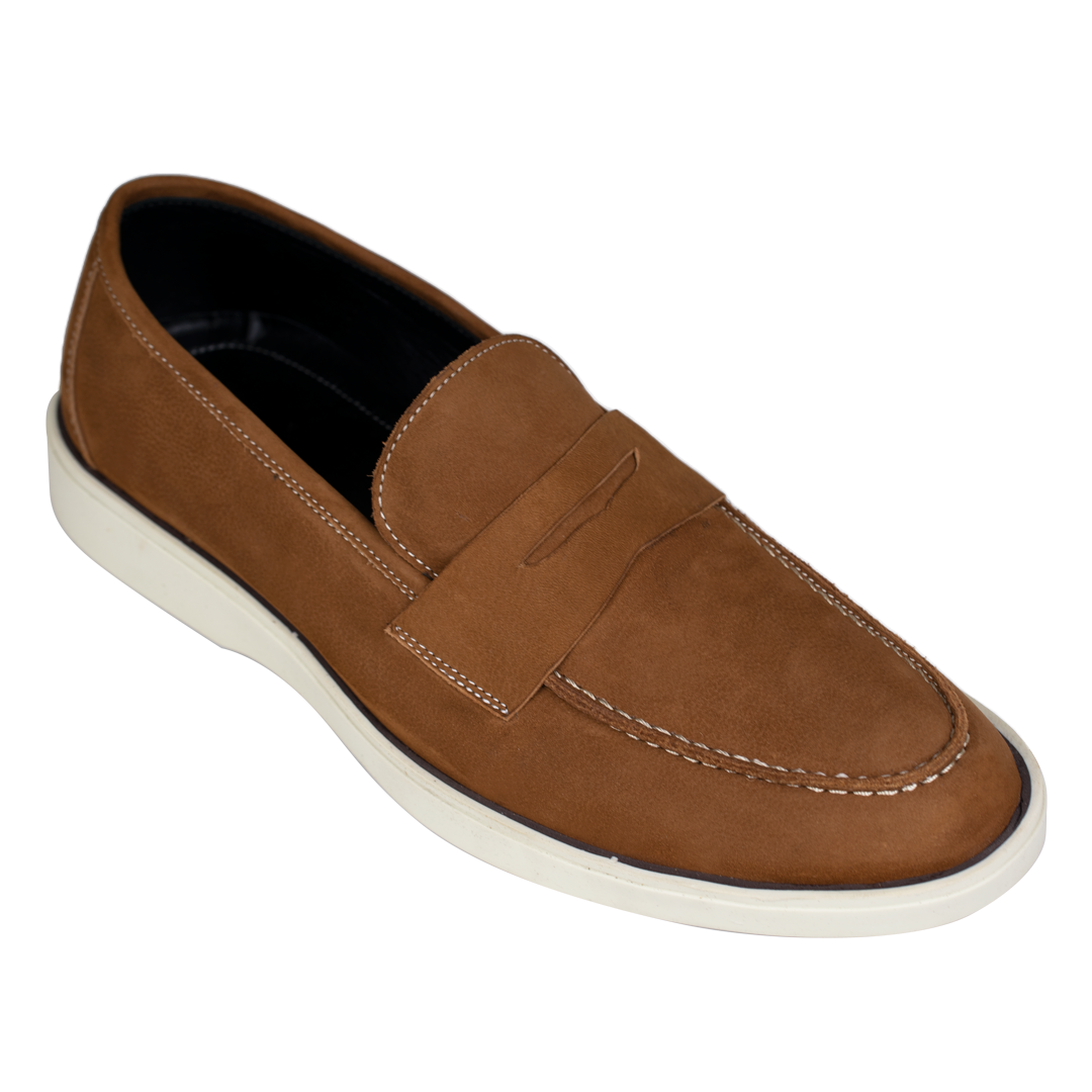 Alan: Mocassin Homme - Nubuck Marron
