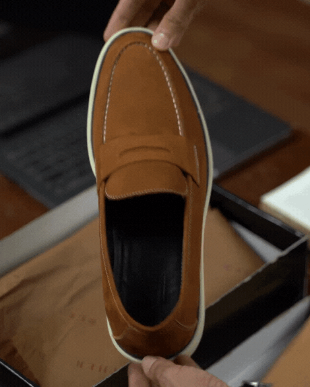 Alan: Mocassin Homme - Nubuck Marron